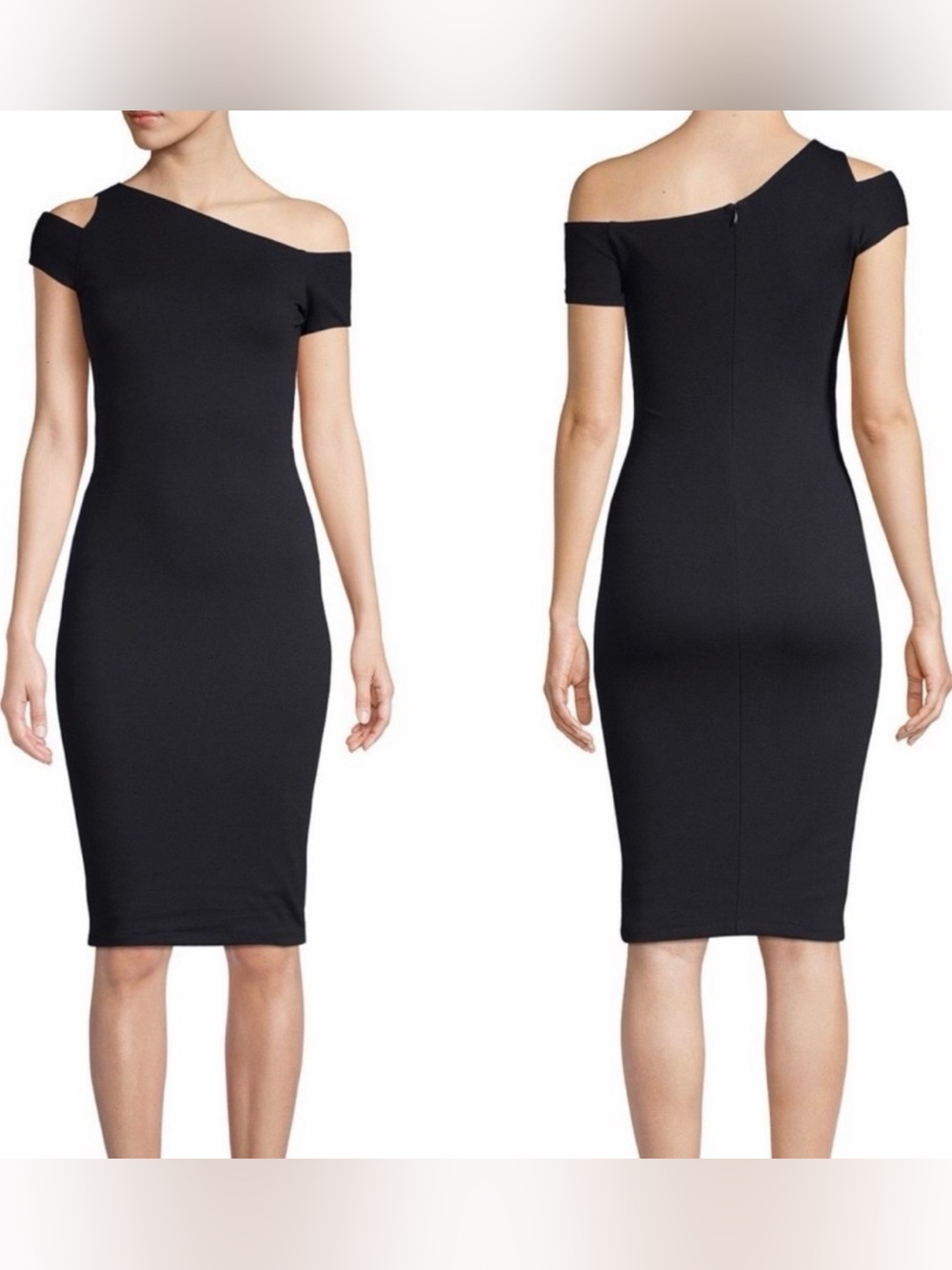 Bailey 44 Navy Cari Asymmetric Bodycon Midi Dress